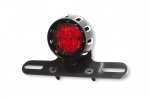 255-155 LED-Rücklicht MILES, schwarz eloxiertes Metallgehäuse mit ovalen Löchern und Halter, rotes Glas, E-geprüft